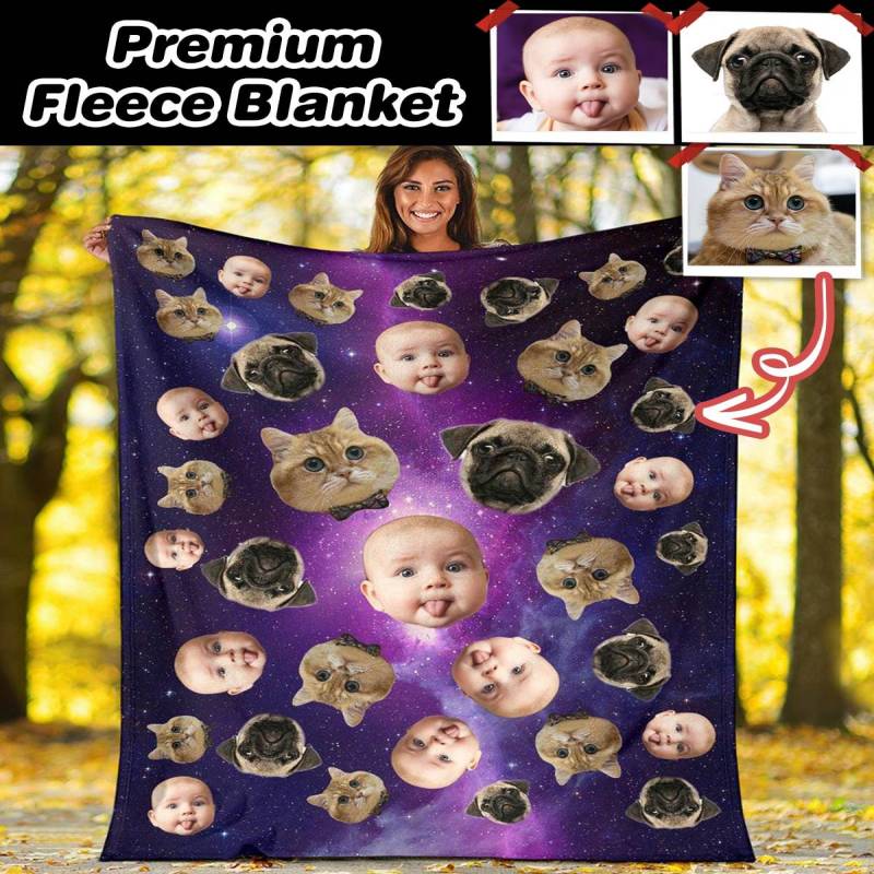 Personalized Many Face Fleece Blanket
