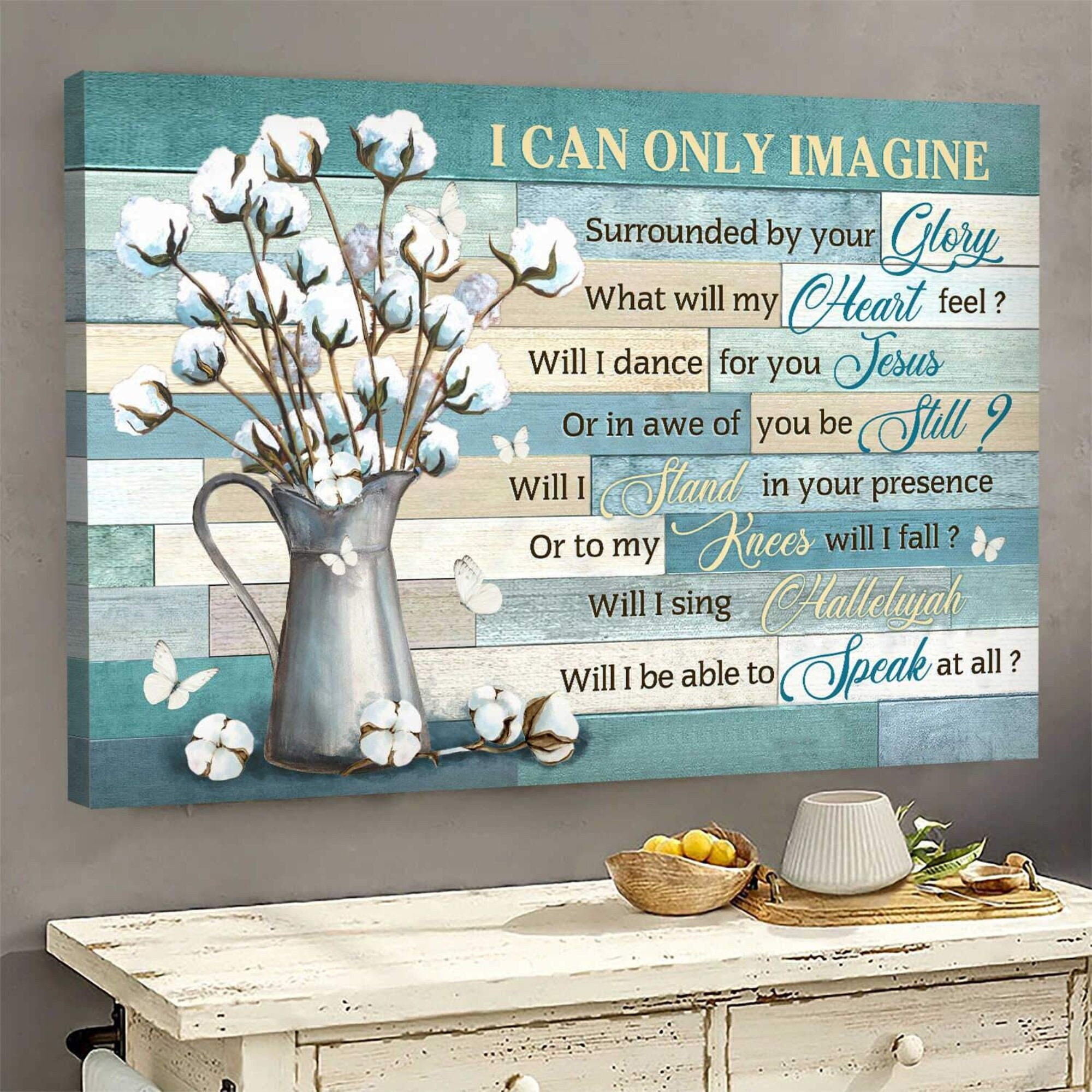 Cotton Flower Vase – I Can Only Imagine Canvas, Jesus Canvas, Christian Canvas, God Canvas | Wall Decor | Thanksgiving, Christmas Gift