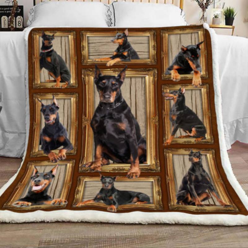 Doberman Pinscher Dog Sherpa Blanket JR0802 70O51