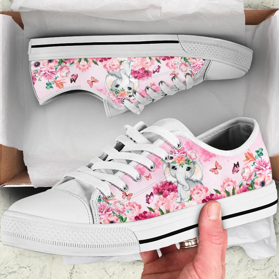 FLOWERY ELEPHANT LOW TOP SHOES