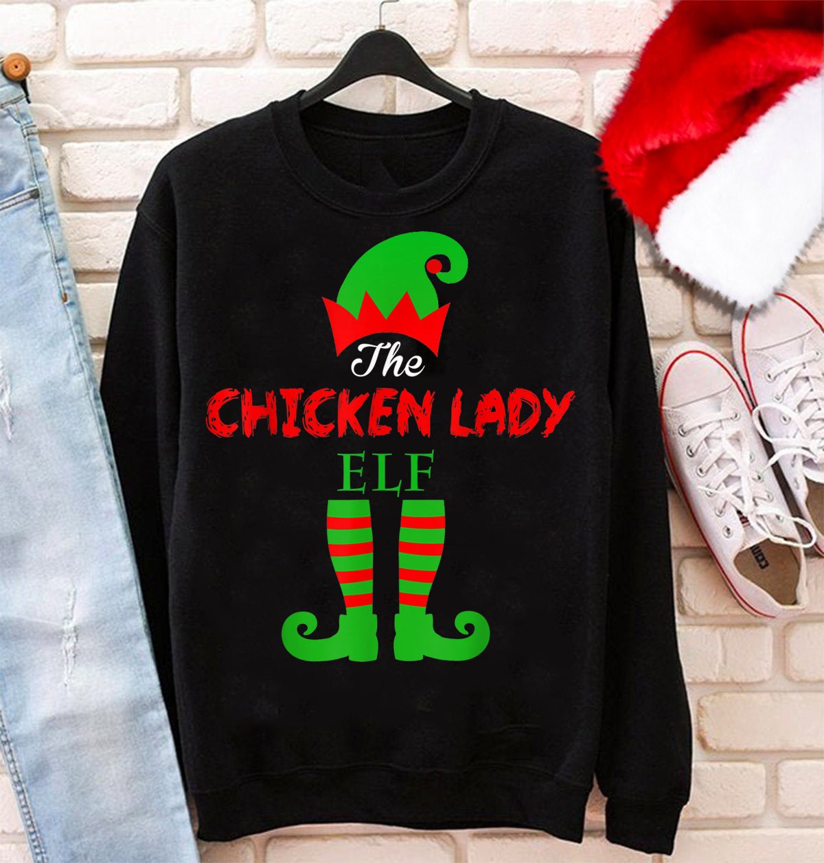 The Chicken Lady Elf Funny Christmas Gift Sweatshirt