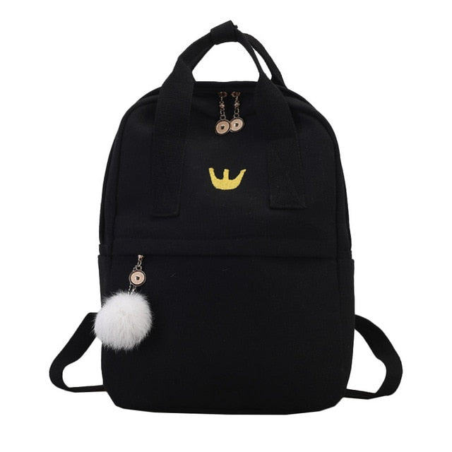 Cute Little Cat Kitten Canvas Backpack School Bag