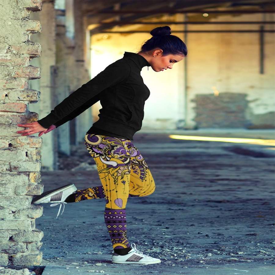 Boho Minnesota Vikings Leggings With Fantastic Art