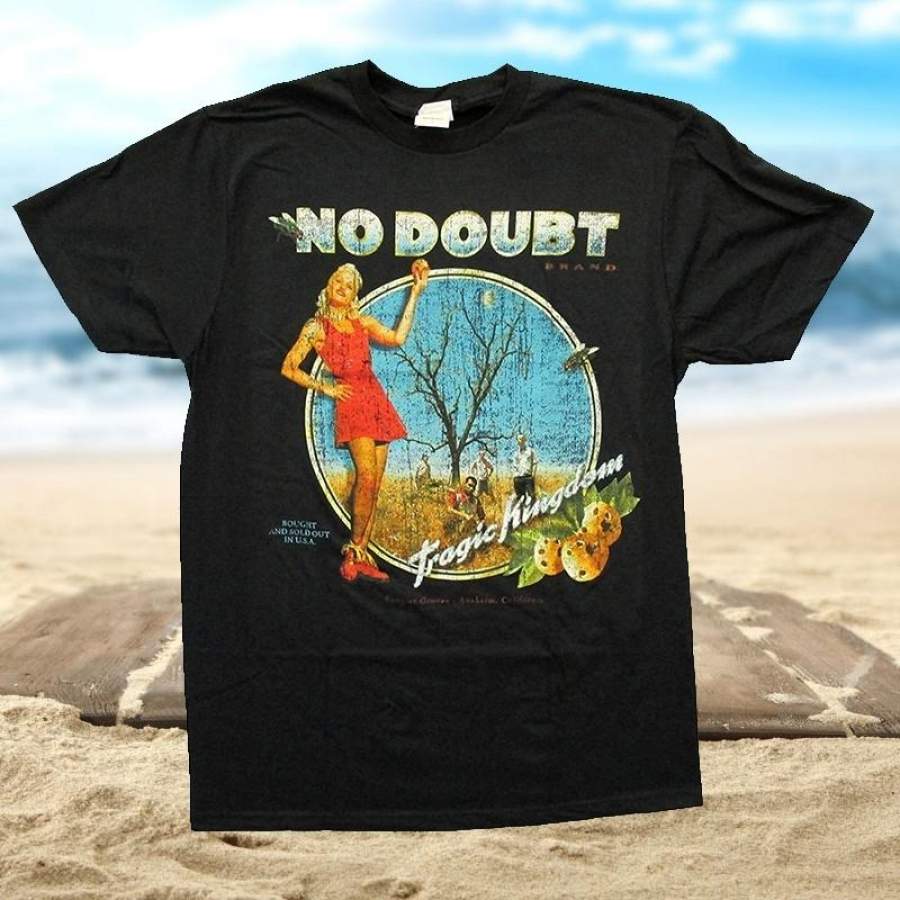 Men’s No Doubt Anaheim Distressed Tragic Kingdom Black Fashion T-Shirt S-xxxl