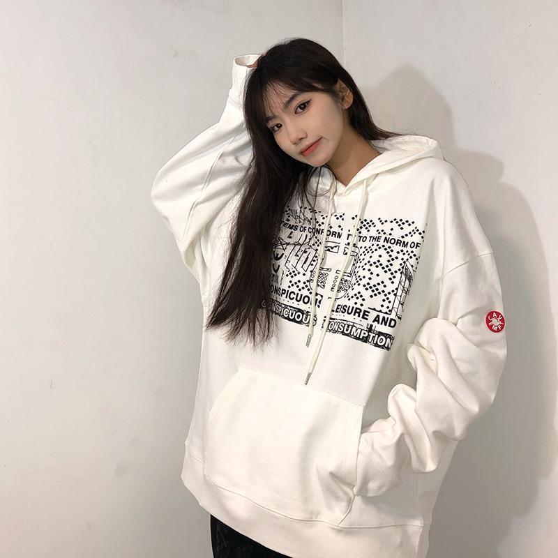 2021 Y2K Fashion Super Women’s Sweatshirt hoodies Autumn Batik Cell Phone Polka Dot Hoodie Chest Graffiti Couple Hoodie alx