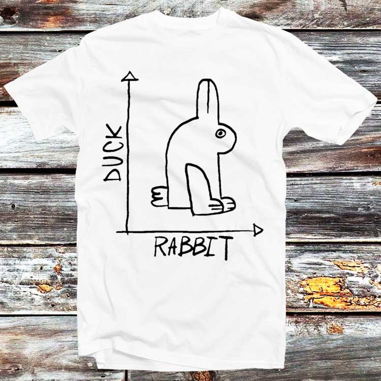 Duck Rabbit Funny T-Shirt Best Cool Gift Ever for Him Trending Top Tee Design Style White Pure Cotton B94