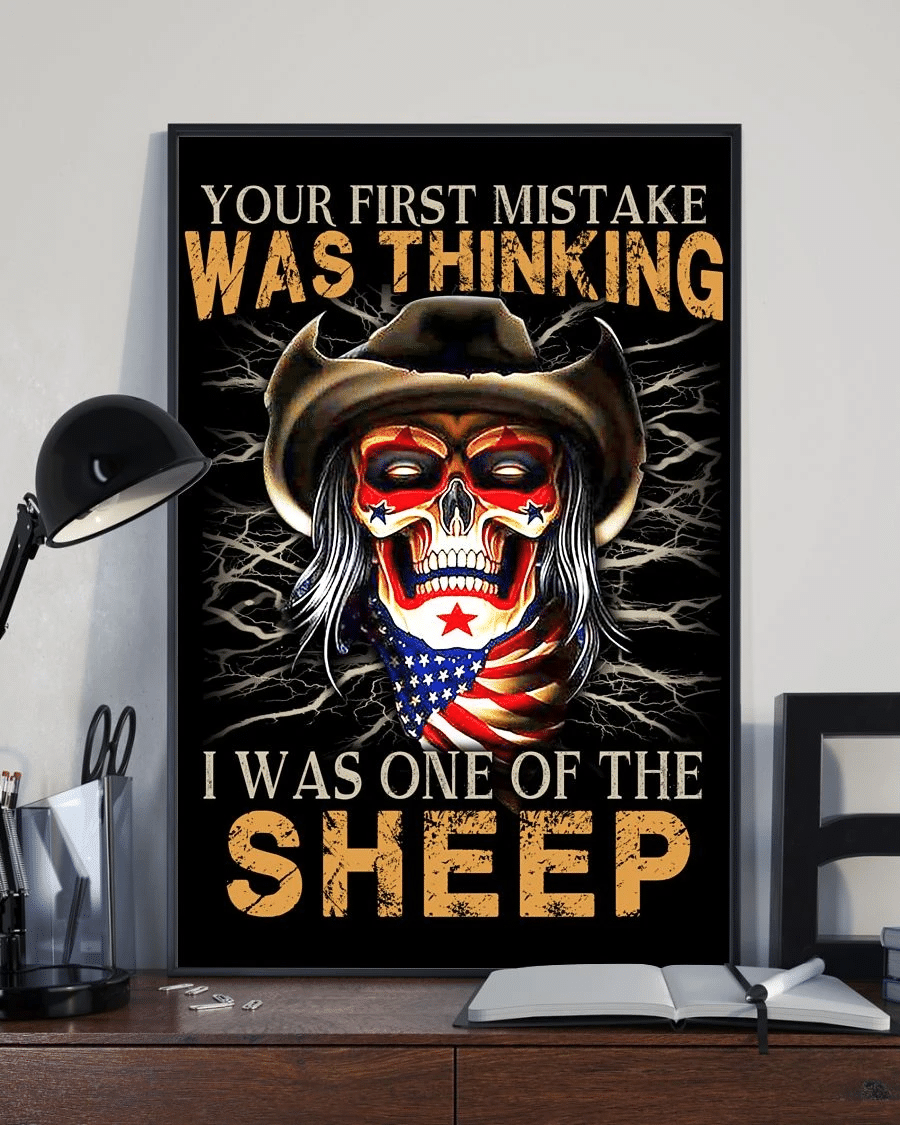 Veteran Skull Poster Canvas – Your First Mistake Was Thinking I Was One Of The Sheep Vintage Home Decor Wall Art Evg80995