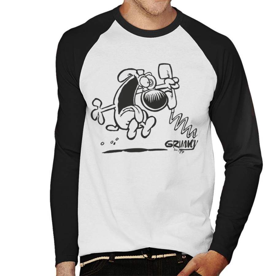 Grimmy On The Phone Men’s Baseball Long Sleeved T-Shirt
