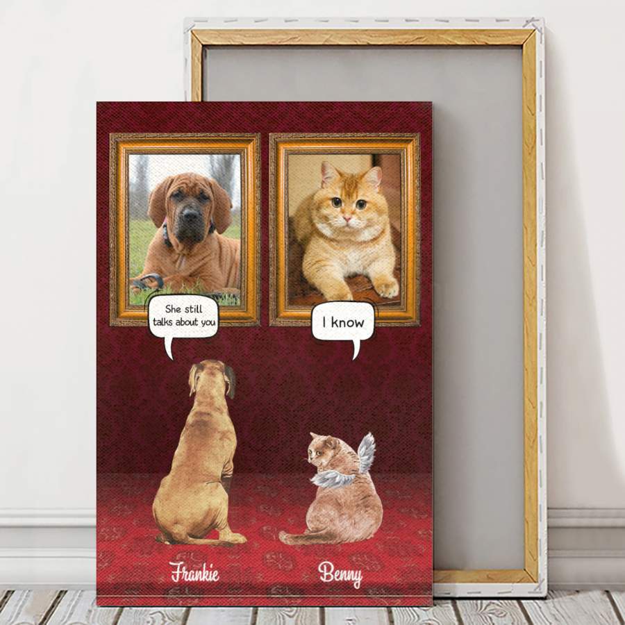 Personalized – Pets Conversation – Upload Image – Choose up to 4 Dogs/Cats/Rabbits – Canvas/Canvas with Frame/Poster