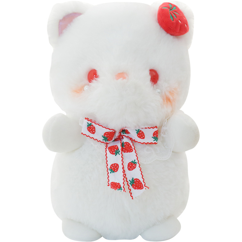 23cm INS Cartoon Fruit Cherry Strawberry Cat Doll Plush Toy Cute Sweet Cats Doll Stuffed Animals Plushies Bow Bunny Doll Toys alx