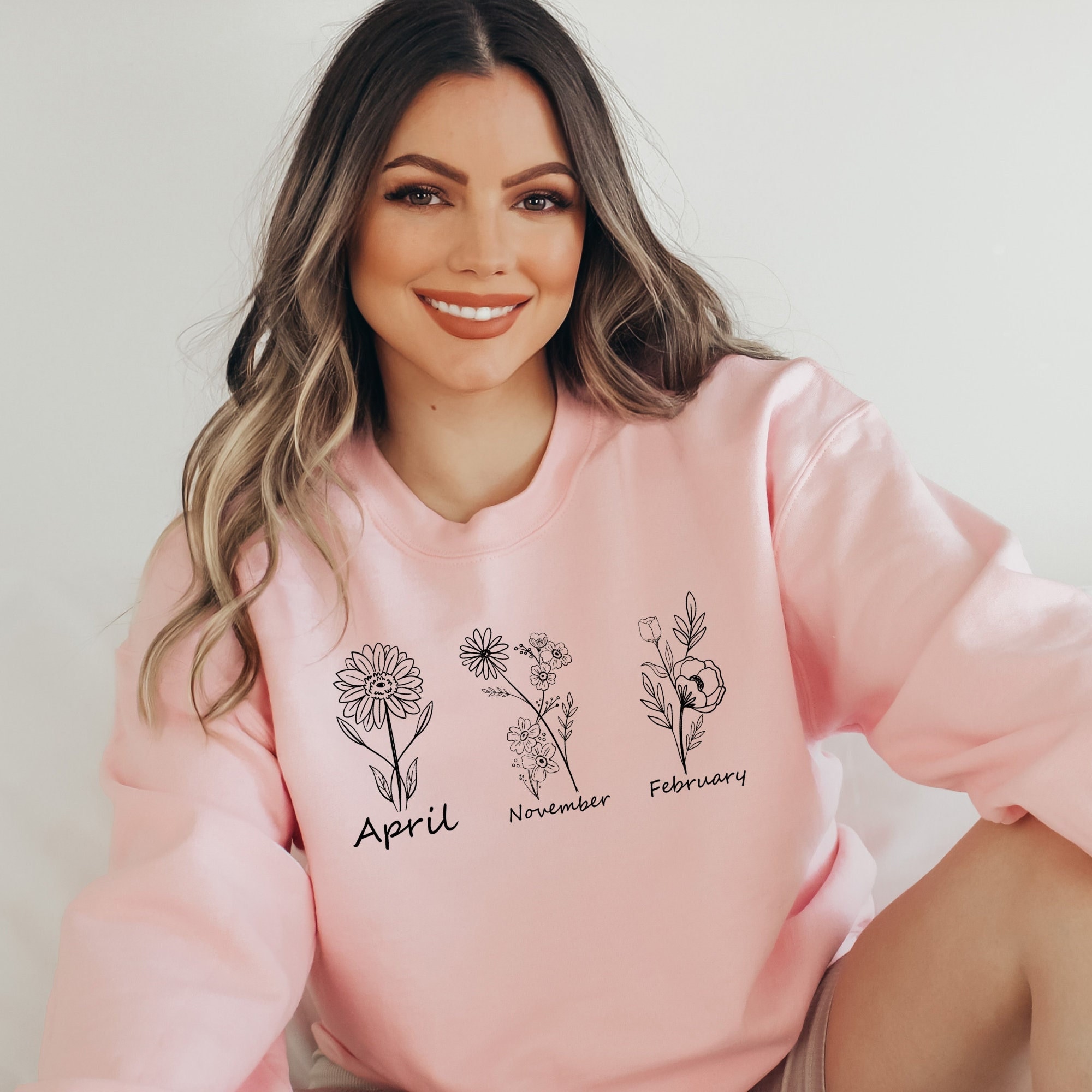 Custom Birth Month Flower shirt, Personalized Gift, Sentimental Gift Idea, Valentines Day sweatshirt, Perfect Mothers Day Gift, Birth Month,