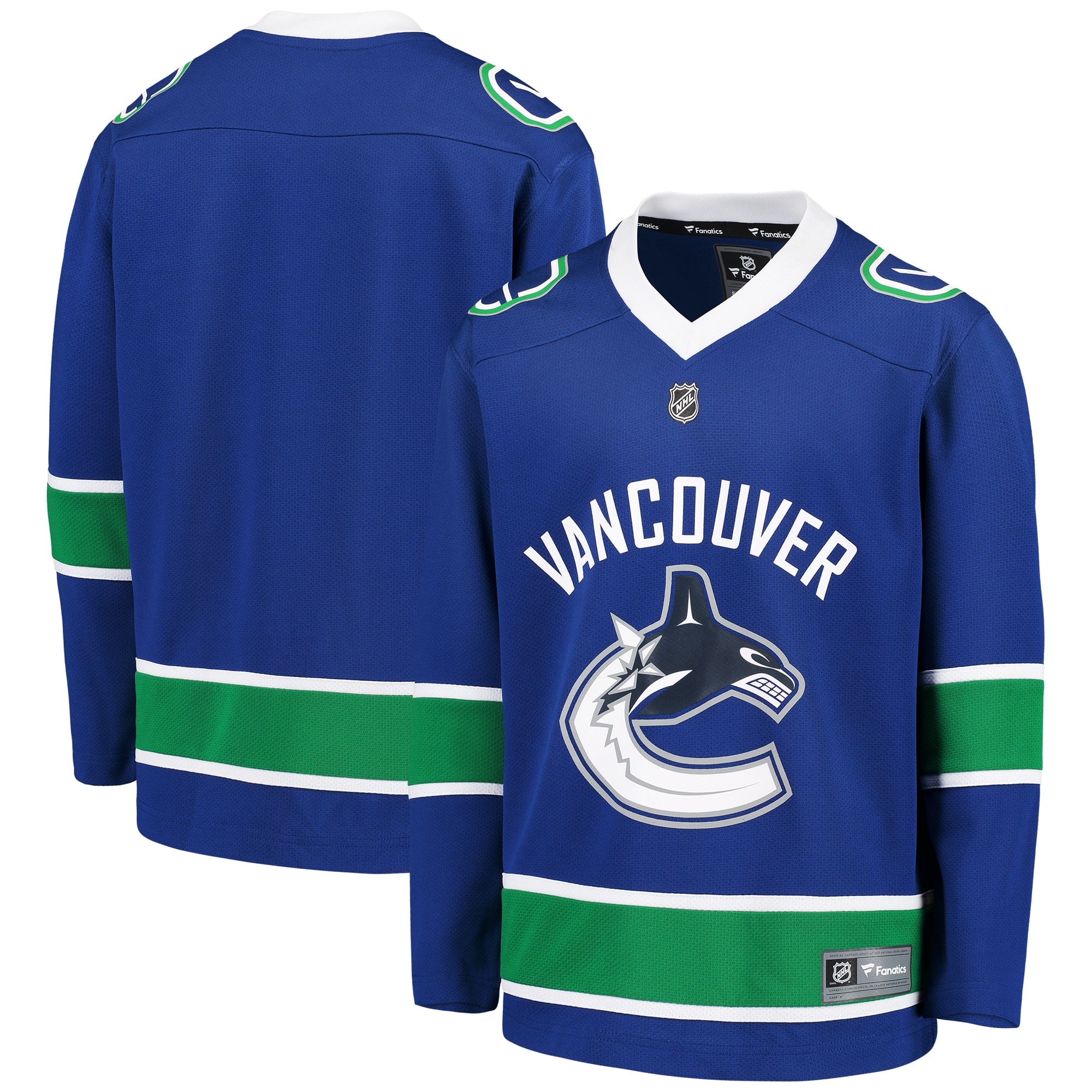 Vancouver Canucks Branded Youth Home Replica Blank Jersey – Blue