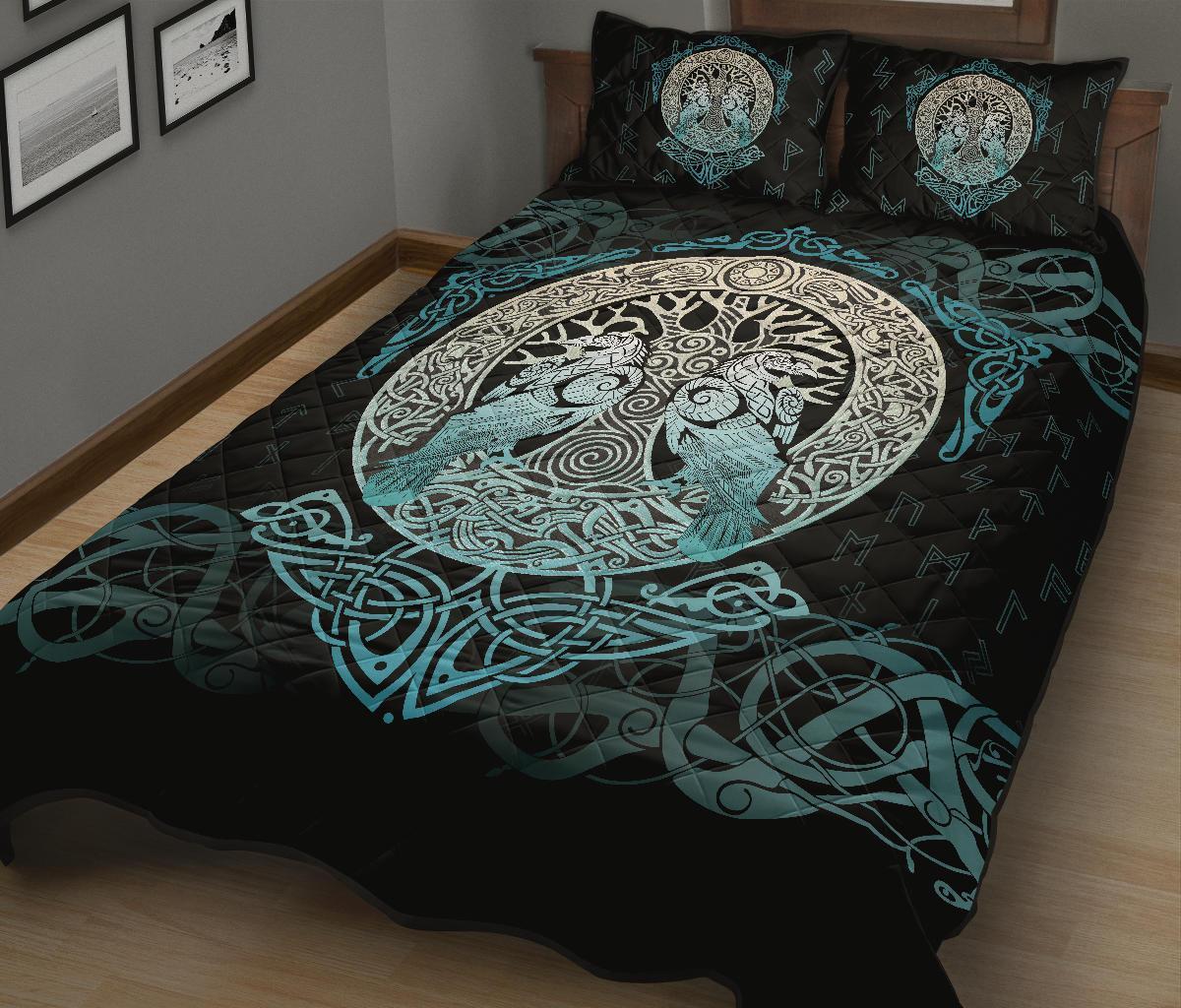 Viking Quilt Bed Set, Yggdrasil Ravens Rune – TCshirt
