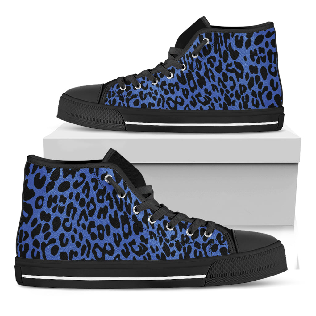 Blue Leopard Print Black High Top Shoes