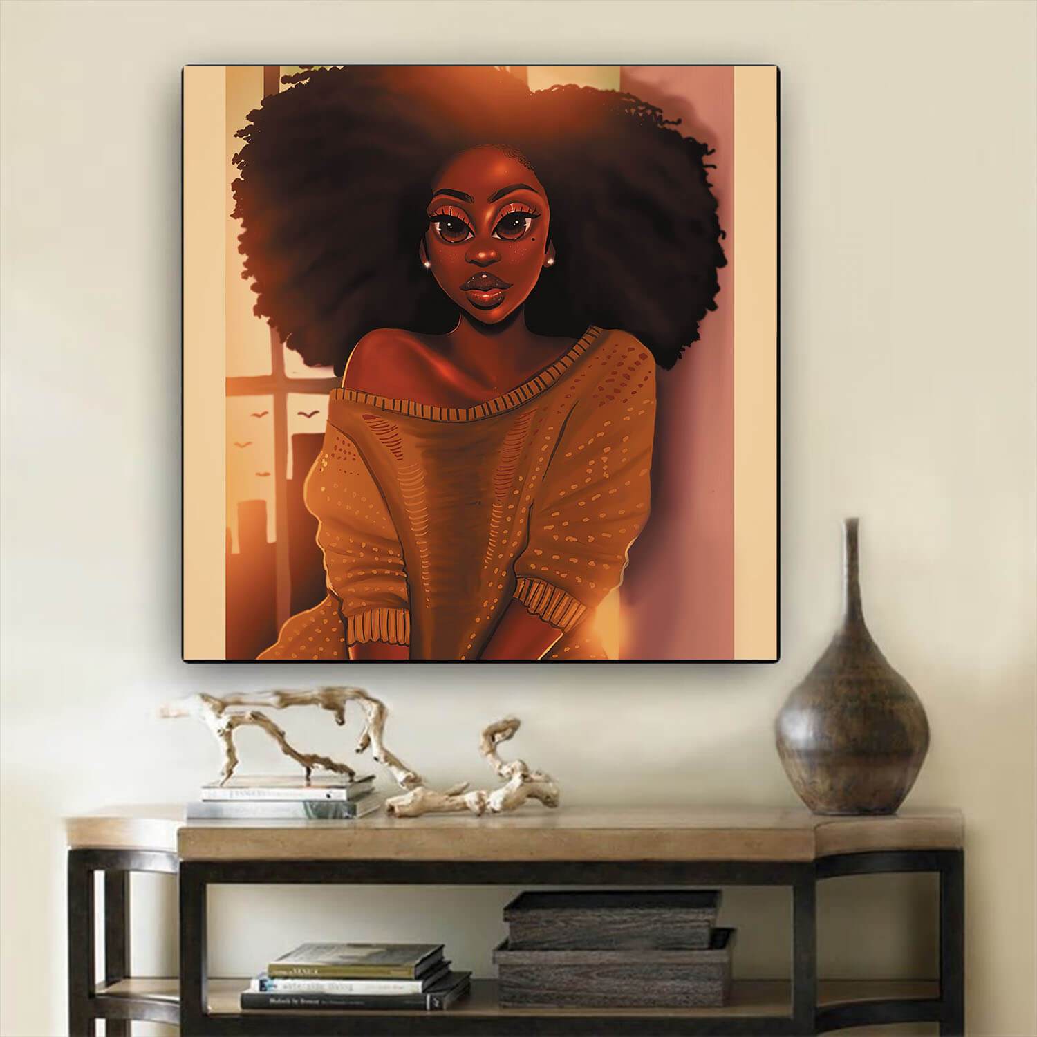 Black History Art Pretty Black American Girl Black History Canvas Art ...