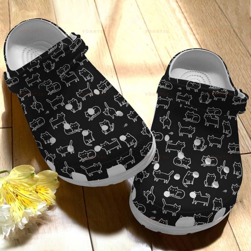 Black Cat 10 Gift For Lover Rubber clog Shoes Comfy Footwear