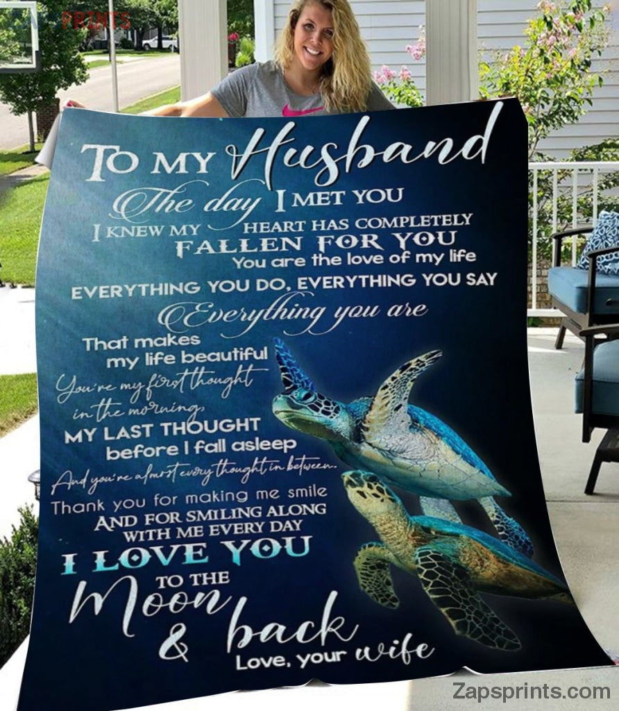 Gift For Husband – To My  Husband – Turtle – My Last Thought – Wife Gift To Husband – Blanket