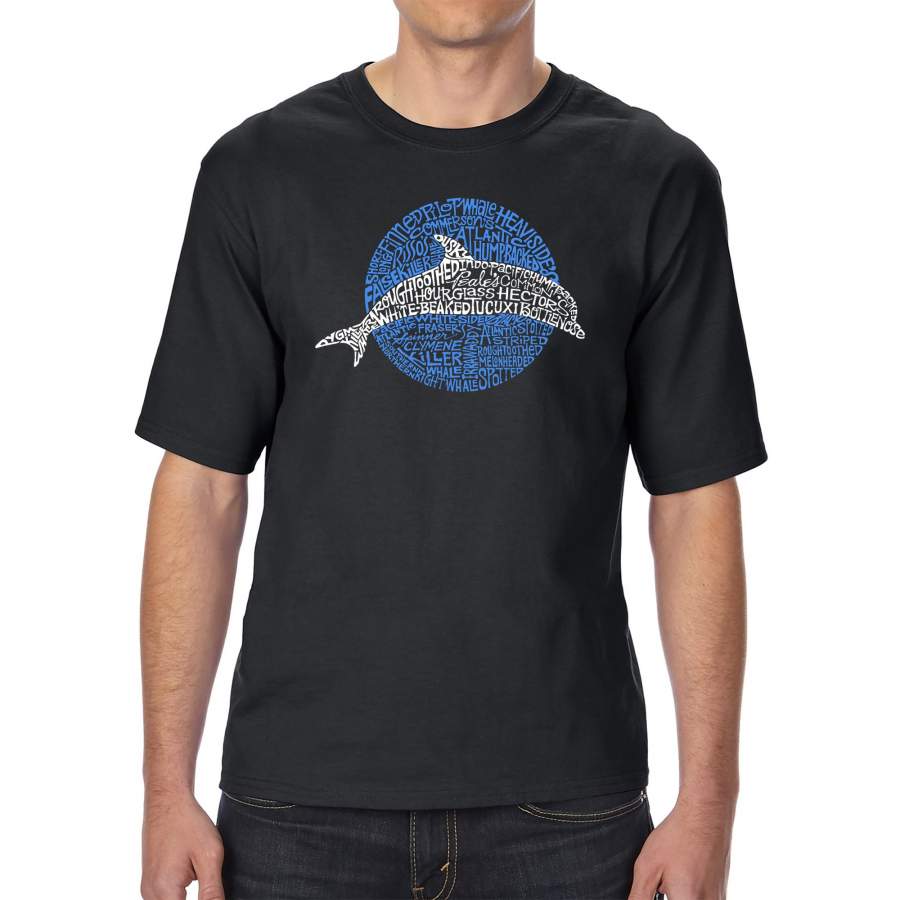 LA Pop Art Men’s Tall Word Art T-shirt – Species of Dolphin