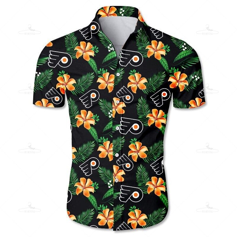 Philadelphia Flyers Hawaiian Shirt Tropical Flower Summer