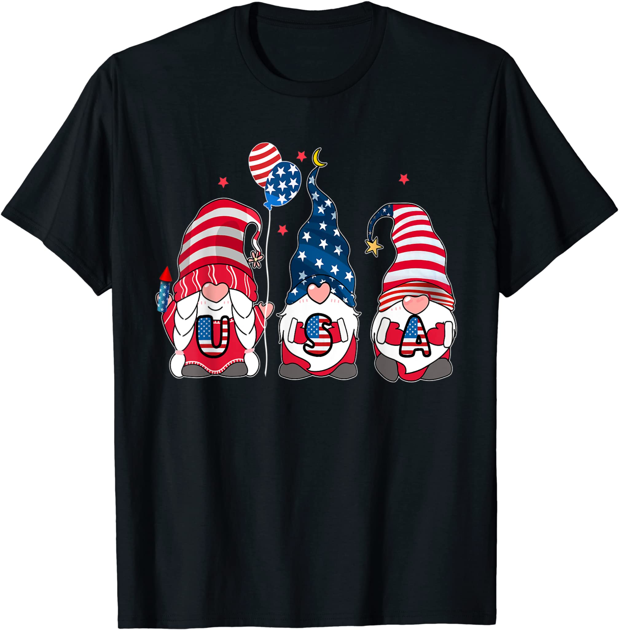 4th of July Patriotic Gnomes Tee Summer USA Independence Day T-Shirt