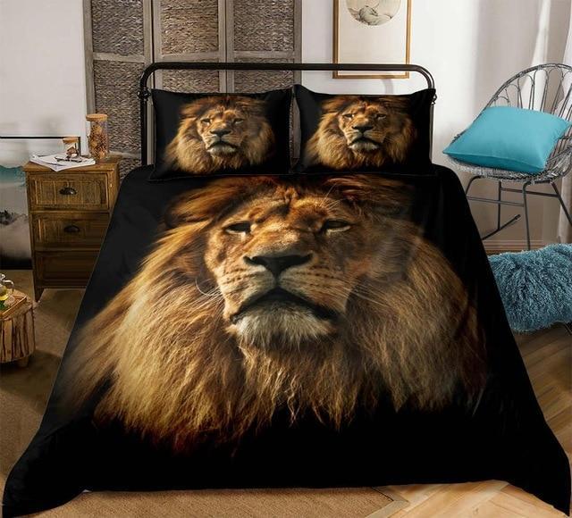 3D Africa Lion GWBD22057 3 Pieces Quilted Comforter Set