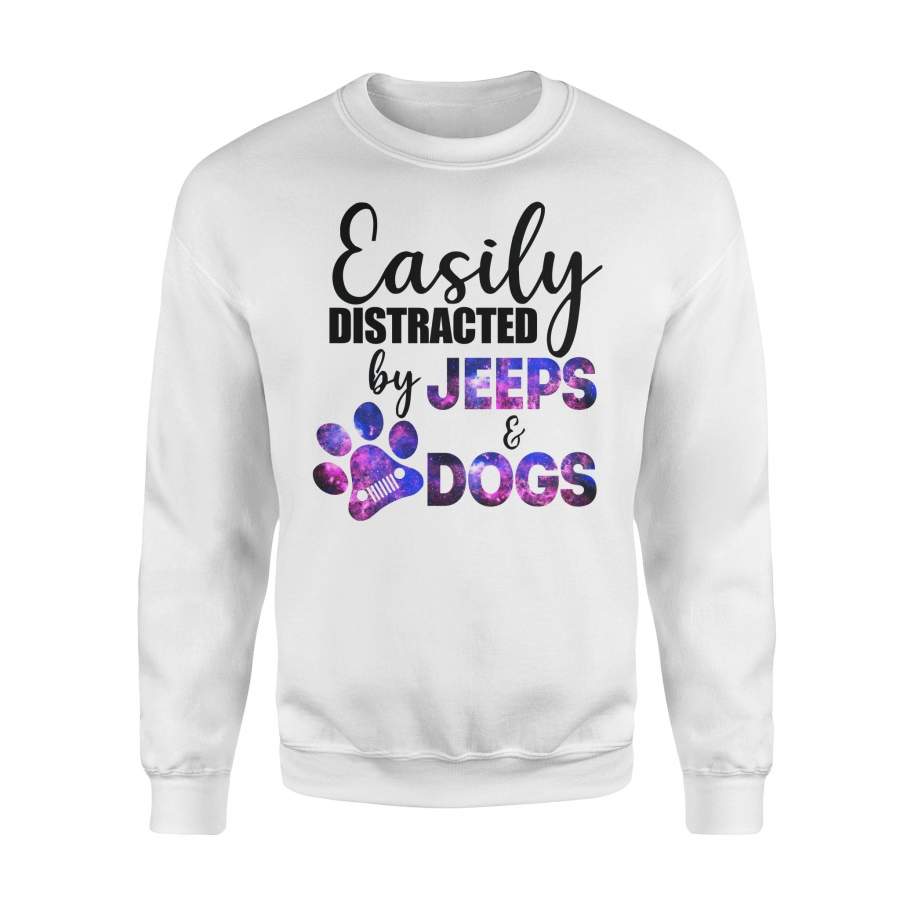 “Easily distracted by Jeeps and Dogs” galaxy Sweatshirt for girl and women – SPH99