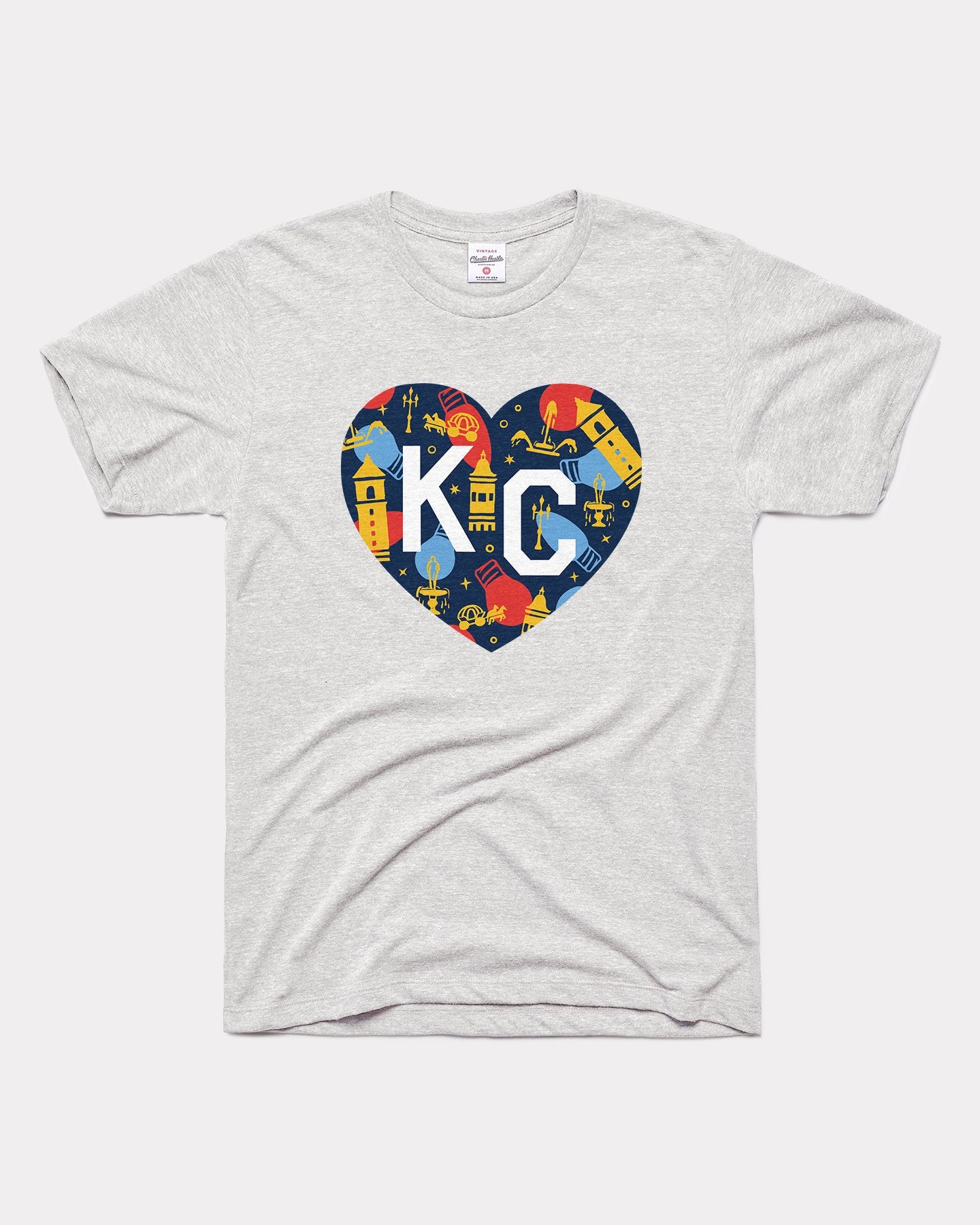 Kansas City Plaza Lights Kc Heart Holidays 2021 Vintage Ash Grey T-Shirt