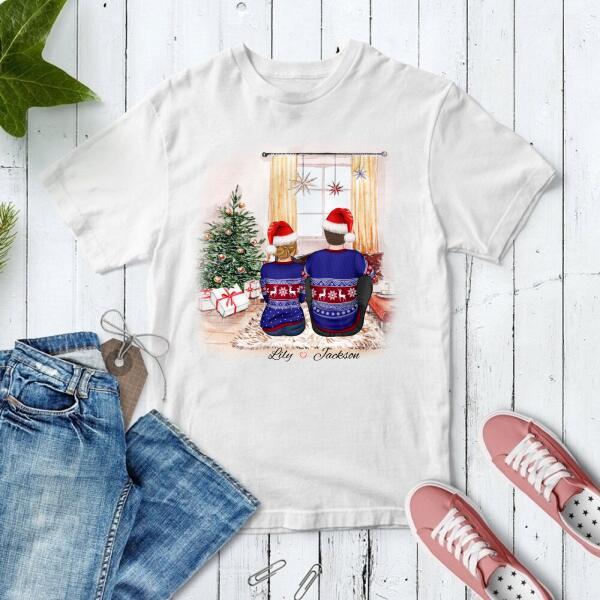 Personalized Christmas Tee Shirts – Christmas Gift Ideas For Couples – Romantic Couple In One Shirt