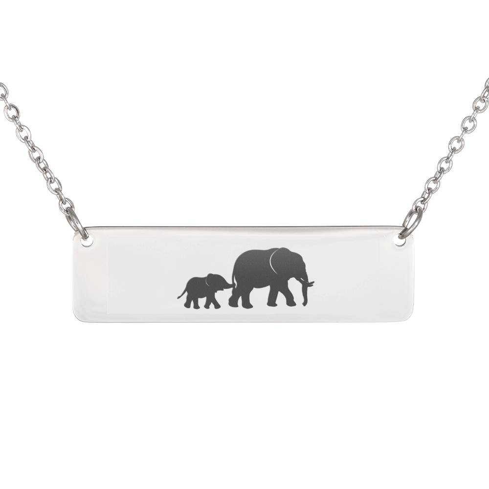 Personalized Mama Elephant + 1 Baby Elephants Necklace