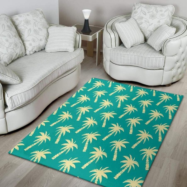 Green Palm Tree Hawaiin Print Area Rug