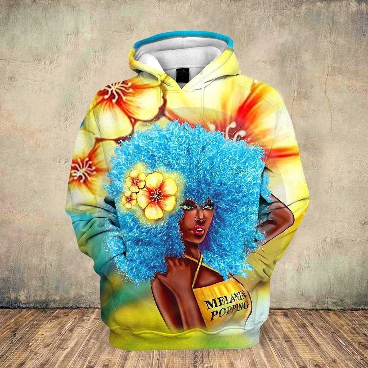 Melanin Popping Flower Hoodie 3D All Over Print