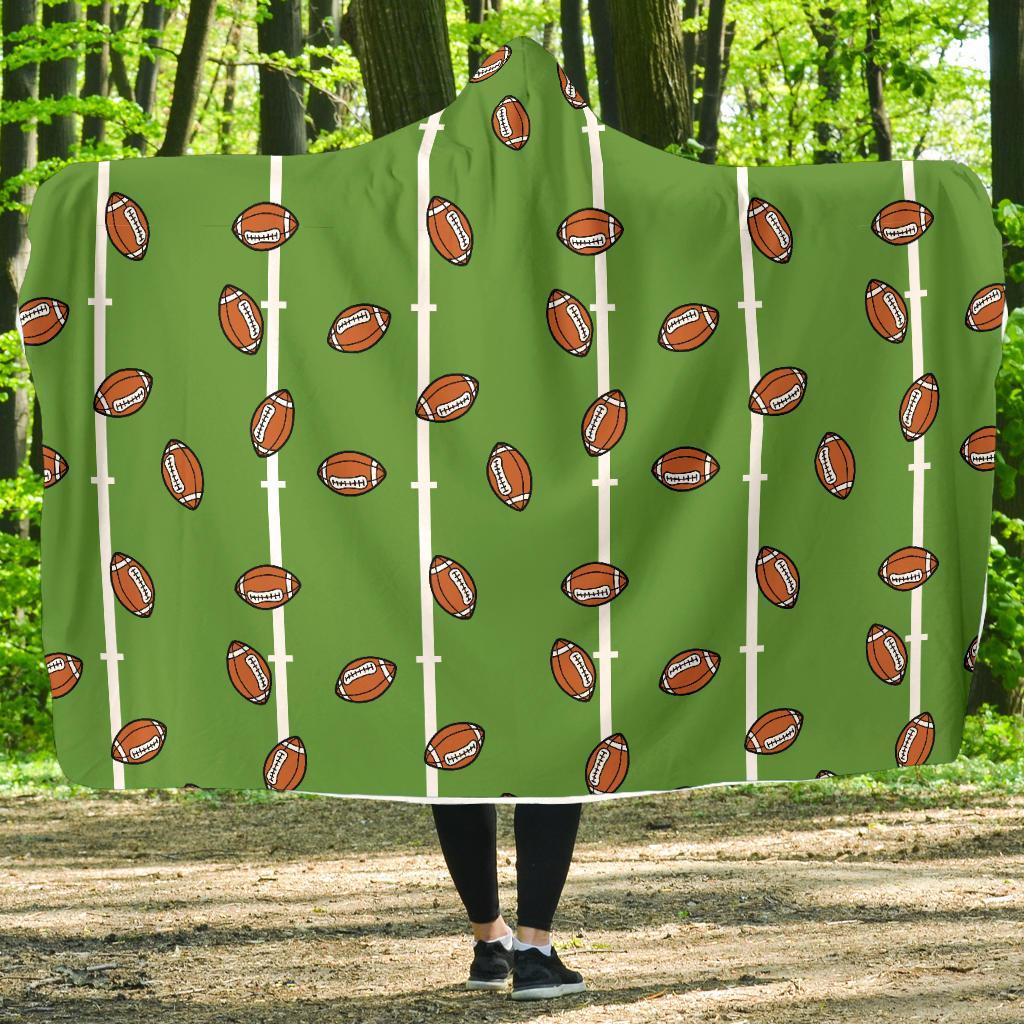 American Football On Field Themed Print Hooded Blanket