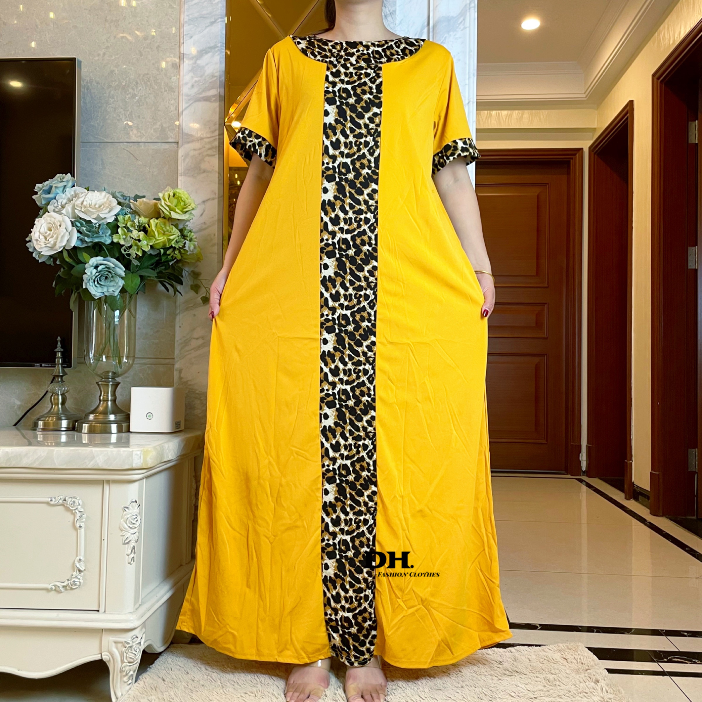 2022 African Clothing Women’s Blouse Party Dresses Boubou Plus Size Leopard Patchwork Maxi Kaftan Femme Boubou Long Abaya alx