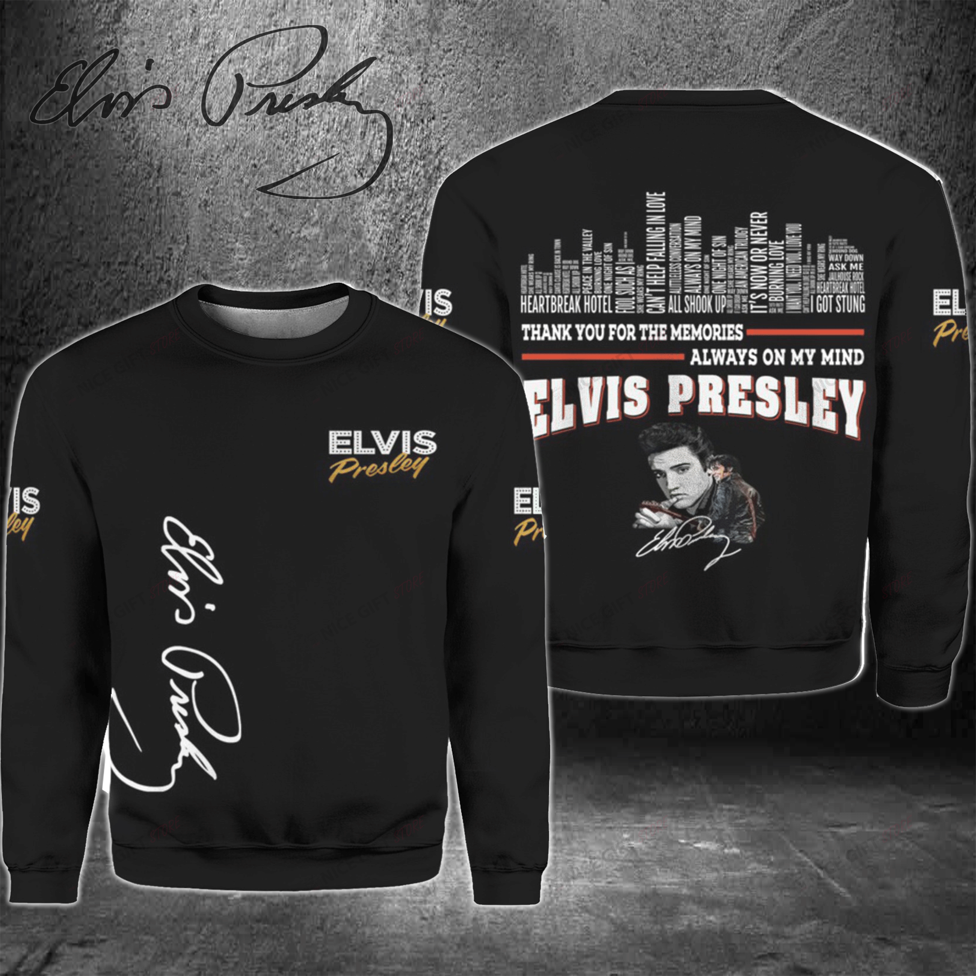 Elvis Presley Crewneck Sweatshirt 3Cs-I1X4