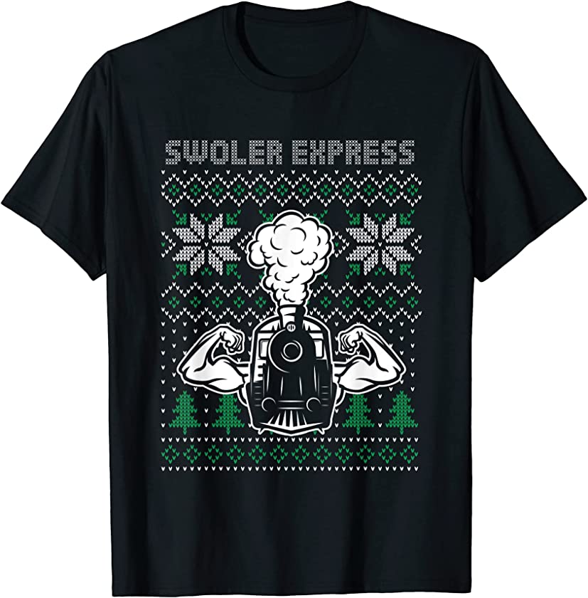 Ugly Christmas X-Mas Swoler Train Swoleman New Year Workout T-Shirt