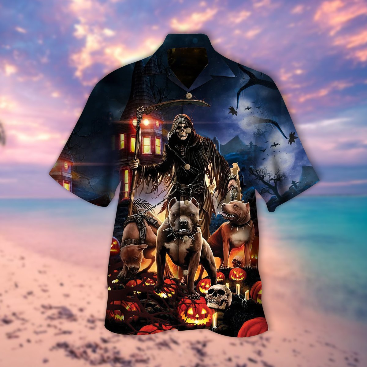 Pitbull Skull Halloween Hawaii Shirt For Men Women Adult Ha82938