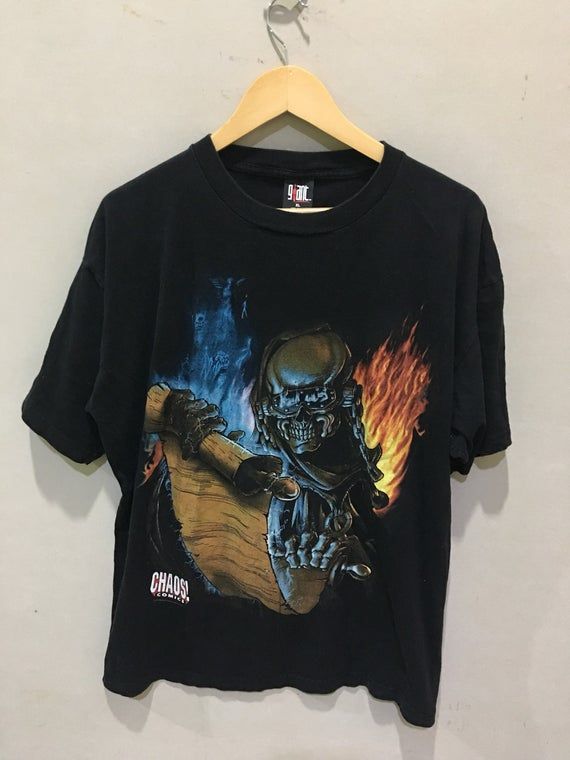 Vintage 90S Megadeth Chaos Comic 1997 Pradator Metallica Iron Maiden Slayer Metal Band Tour Shirt