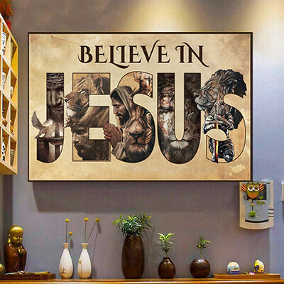 Jesus Poster Believe In Jesus Poster Wall Art Home Decor Gifts For Christians Hn - Poster Art Design