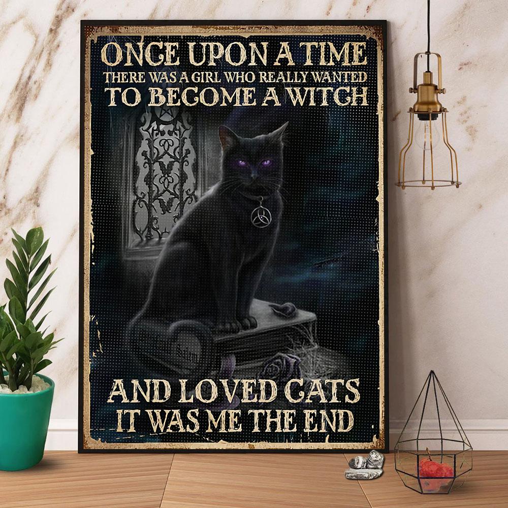 Once Upon A Time A Witch And Loved Black Cats Halloween Canvas Poster Wall Art Decor