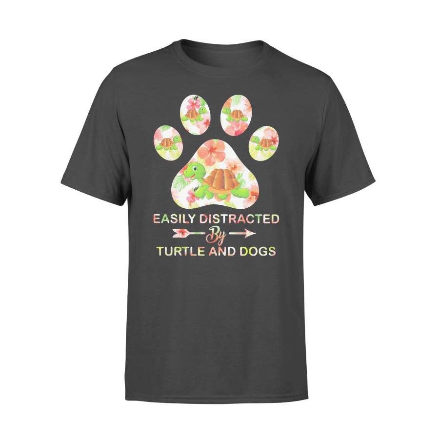 Flower Easily Distracted By Turtle And Dogs Paw T-shirt