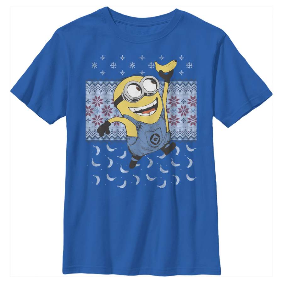 Despicable Me Boy’s Ugly Christmas Minons Banana  T Shirt