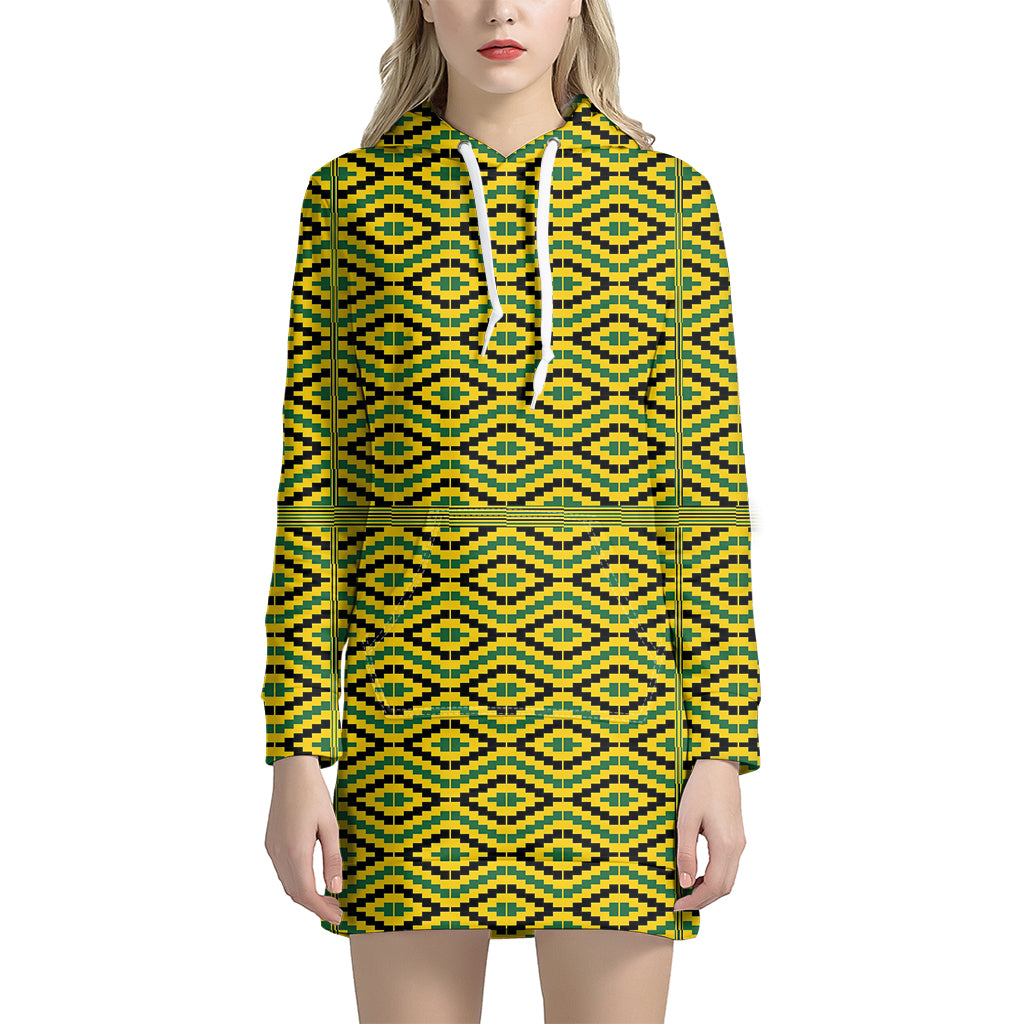 Kente African Pattern Print Women’S Pullover Hoodie Dress