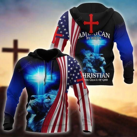 American By Birth Christian By The Grace Of God Lion Hoodie 3D