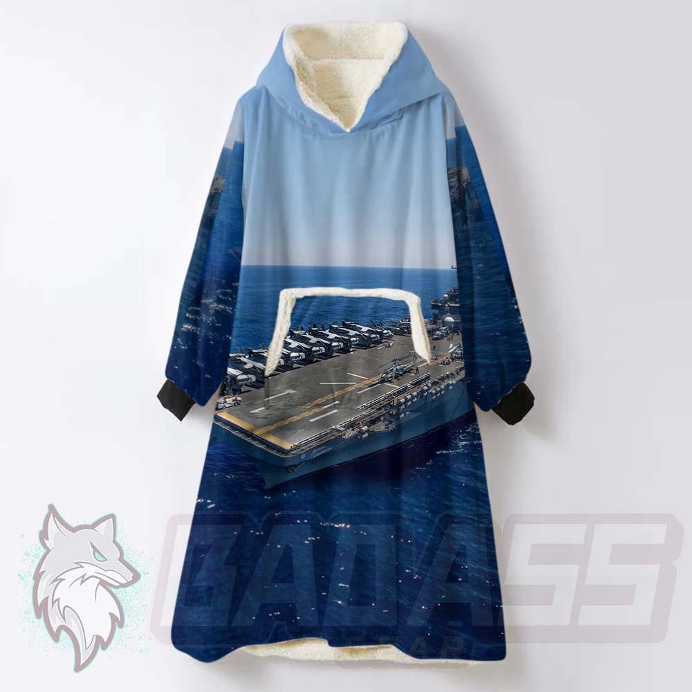 Amzing Uss Wasp BDG-1077 Oversized Sherpa Blanket Hoodie