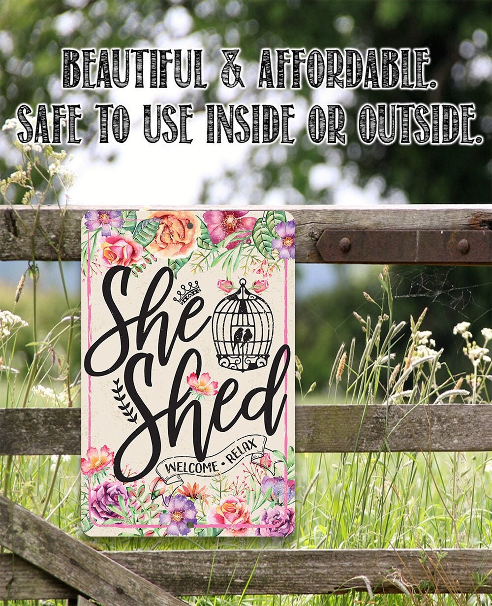 Metal Sign – She Shed – Pink – Tin – 8″ x 12″  or 12″ x 18″ Use Indoor/Outdoor – Great Gift & Decor