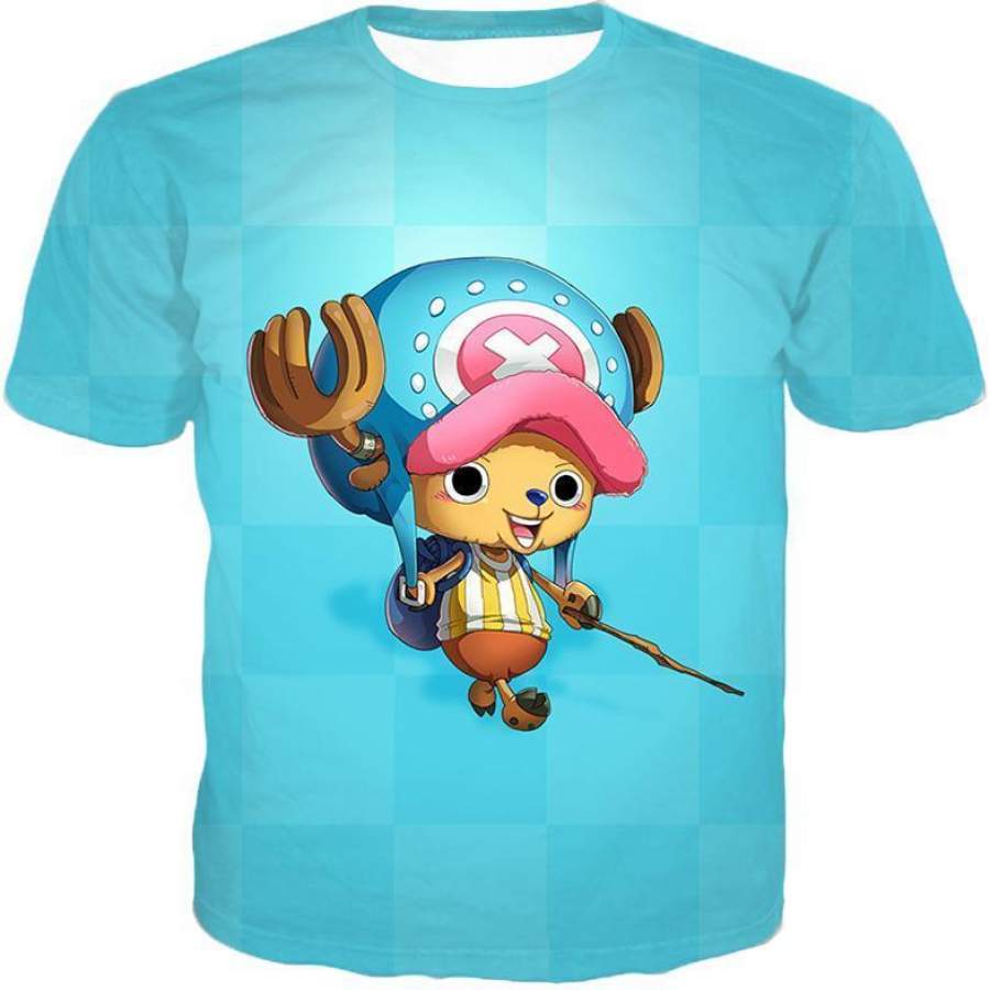 One Piece T-Shirt – One Piece Cotton Candy Lover Doctor Tony Tony Chopper Blue T-Shirt