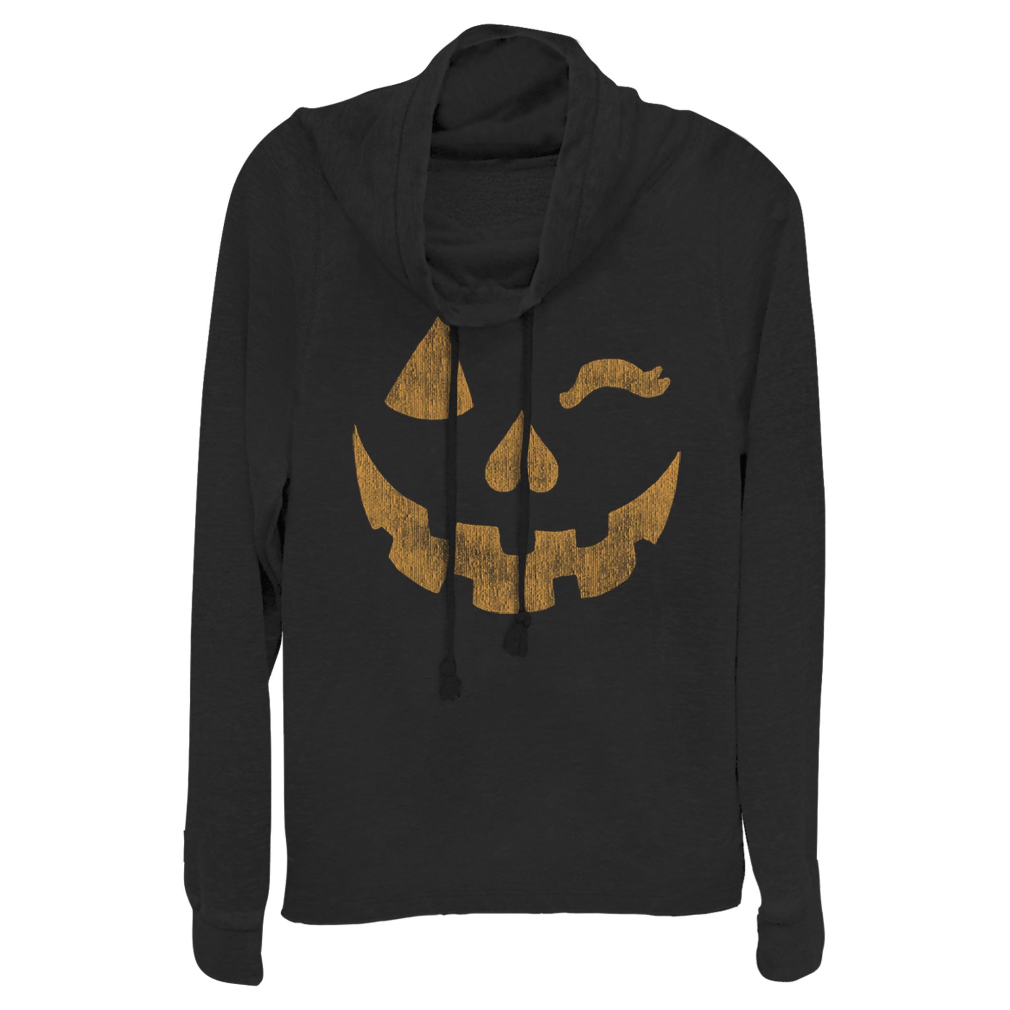 Lost Gods Junior’S Halloween Jack-O’-Lantern Wink  Cowl Neck Sweatshirt