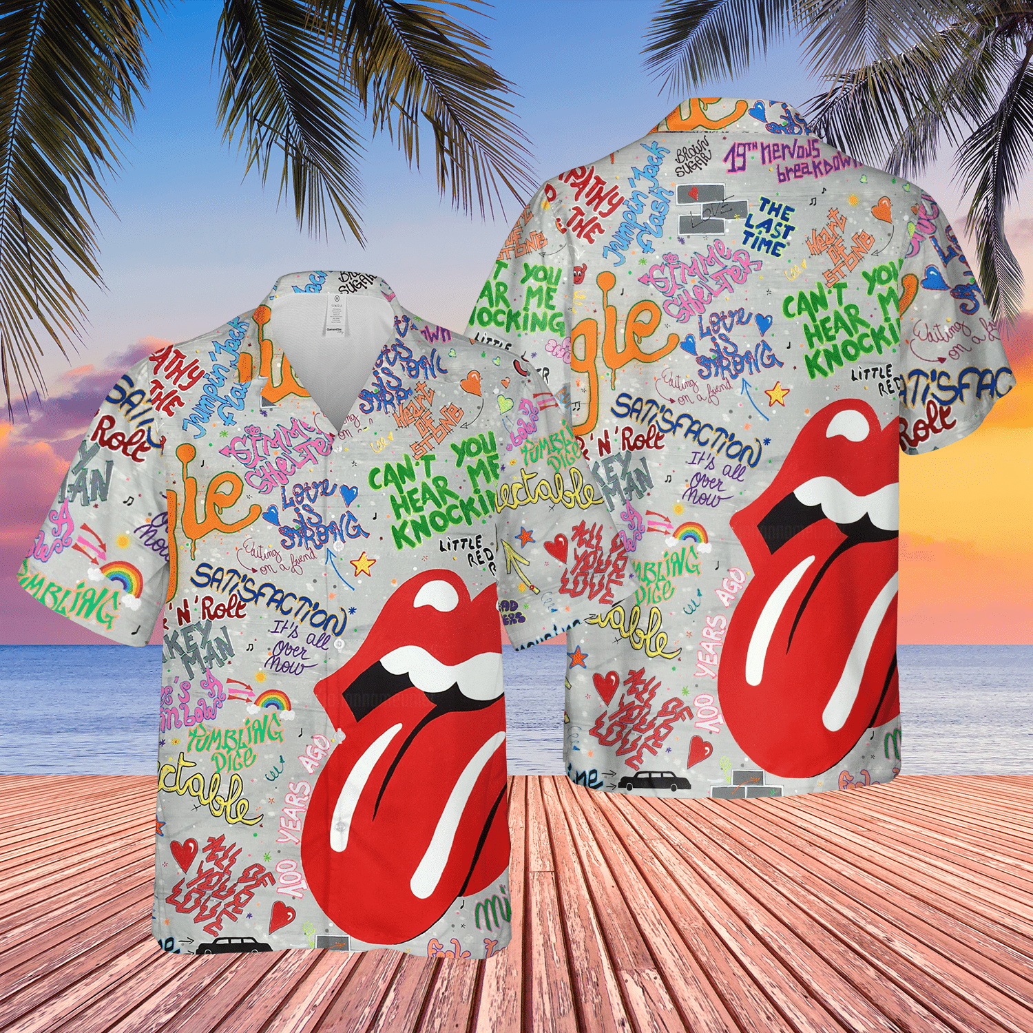 The Rolling Stones Songs Tongue Logo Hawaiian Shirt