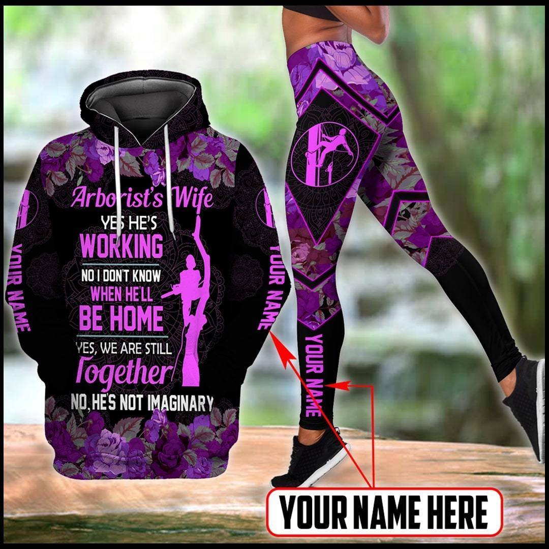 Arborist’s wife 3d purple hoodie + legging combo custom name