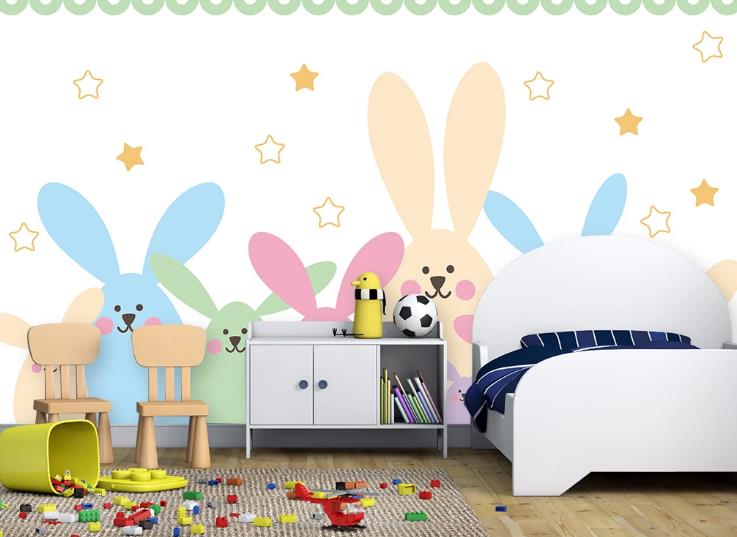 3D Cartoon Animal Rabbit Wall Mural Wallpaper Lqh 510